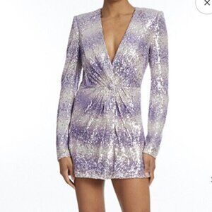 ONE33 Social Purple & Silver Sequin Ombre Long Sleeve Mini Dress